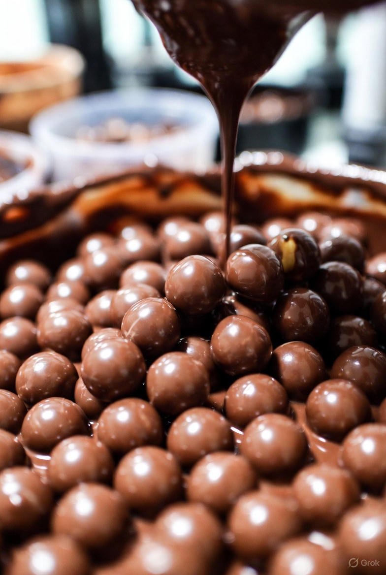 صمغ عربی در دراژه‌های شکلاتی و مغزدار