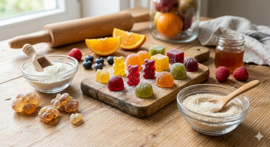 صمغ عربی در شیرینی‌های نرم و رژیمی